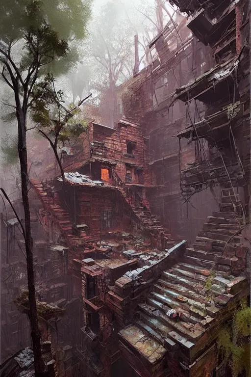 Image similar to (((((a ramshackle manhattan brick brownstone deep in the forest))))) by Eytan Zana!!!!!!!!!!!!!!!!!!!!!!!!!!!