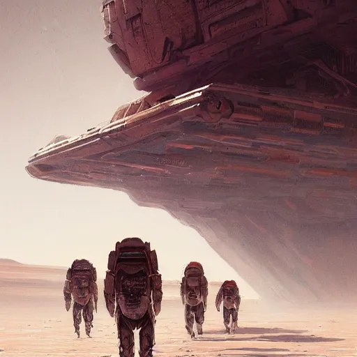 Image similar to highly detailed concept art of walking big residental megastructure with legs on Mars desert trending on Artstation by Daniel Dociu and Greg Rutkowski, high quality, nomadic urbanism, moving city from John Carter, sci-fi, futuristic, architecture