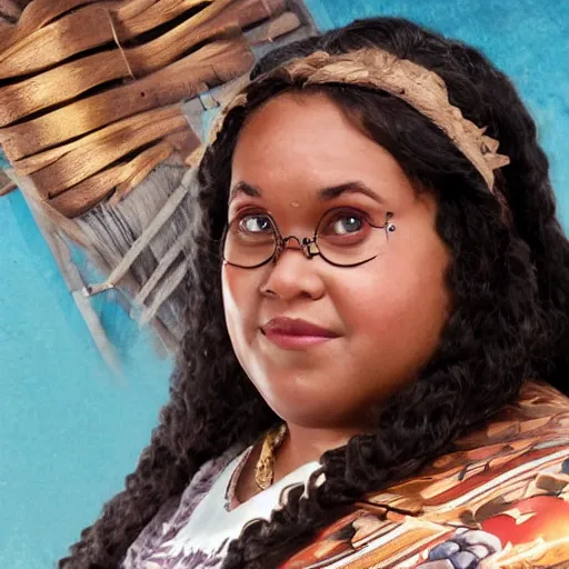 Image similar to photo of harry potter as moana, color, studio lighting