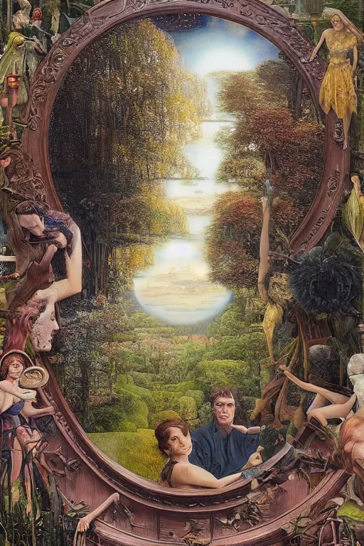 Prompt: an airbrush painting of an elaborate hidden object scene of the tv show unsolved mysteries by destiny womack, gregoire boonzaier, harrison fisher, richard dadd