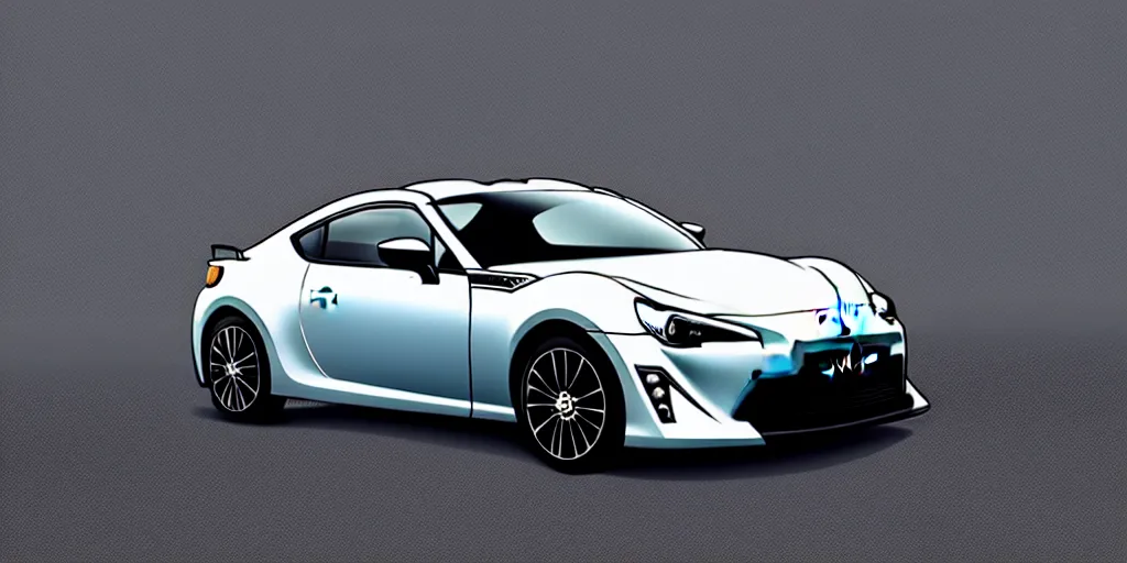 Image similar to hybrid design of Toyota gt86 2015 and Aston Martin 2022. No background, concept art style.