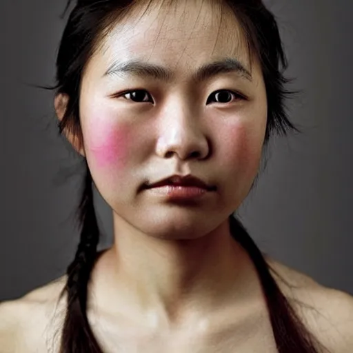 Image similar to a very beautiful photo of a young asian woman in the style of martin schoeller