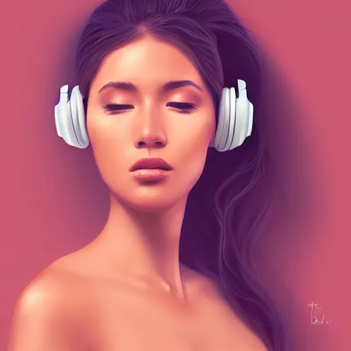 Image similar to an illustration of a beautiful woman listening to music by Dao Trong Le, highly detailed, digital art, trending on artstation