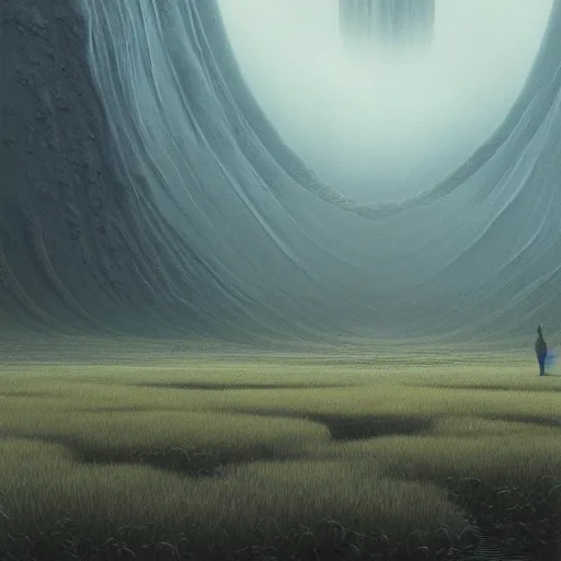 Image similar to a simple and beautiful detailed concept art that is digitally painted of a serene landscape that looks like it's from the matrix movie, by zdzisław beksinski and artem demura and john howe, featured on artstation, featured on behance, golden ratio, ultrawide angle, f 3 2, well composed, cohesive