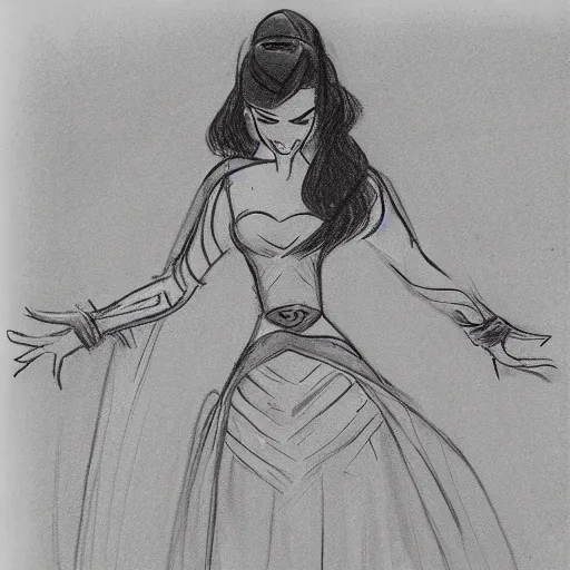 Image similar to milt kahl sketch of victoria justice as princess padme from star wars episode 3