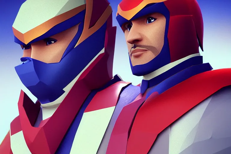 Prompt: low poly render of 3 d, captain falcon portrait as sheikh mohammad ruler of dubai, anceint arabia, featured on artstation, cgsociety, unreal engine, octane, volumetric lighting, rtx on, vibrant, by greg rutkowski, grainy, intricately detailed, award - winning, atmospheric, ambient, symbolic, artistic