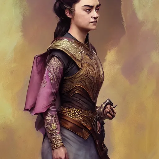 Image similar to Portrait of arya stark as javanese princess, elegant, digital painting, highly detailed, fantasy, artstation, concept art, smooth, sharp focus, illustration, art by artgerm and greg rutkowski and alphonse mucha