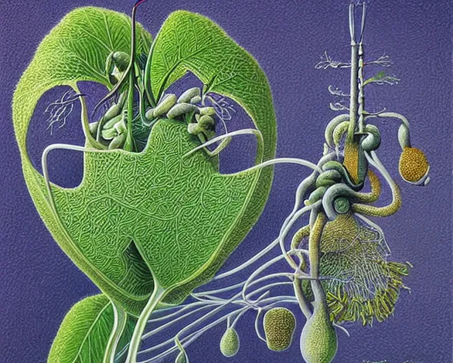 Image similar to intricately detailed a journey inside the physiology of plants, an ultrafine detailed painting by rafal olbinski, behance contest winner, pop surrealism, detailed painting, very detailed, minimalist, skeuomorphic, airbrush art