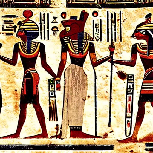 Image similar to egyptian hieroglyphics describing an alien invasion