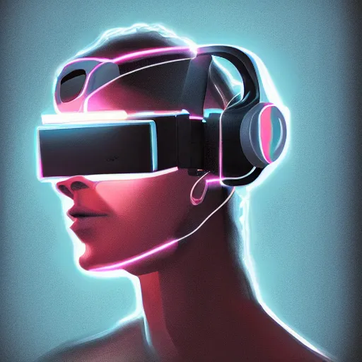 Image similar to cyberpunk bot wearing vr headset, sci - fi, portrait, illustration, artstaion, profile portrait,