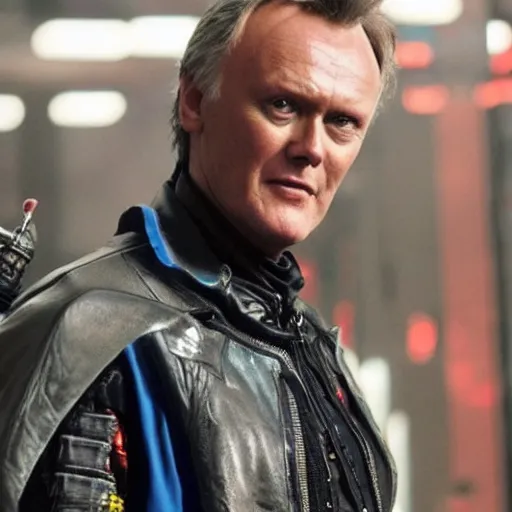 Image similar to Anthony Head as Cyberpunk Uther