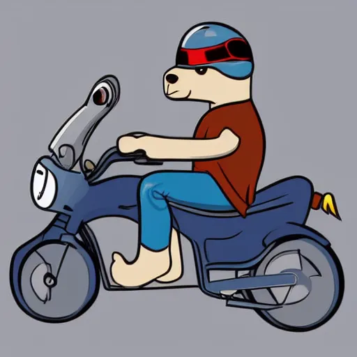 Prompt: A ferret riding a motorcycle, vector art