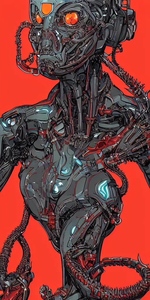 Image similar to portrait of a cyborg dragon woman by Laurie Greasley, biomechanical, hyper detailled, trending on artstation