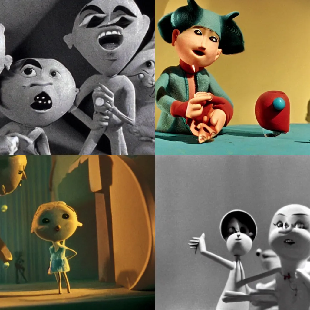 Prompt: still from a stop-motion Laika film (1964)