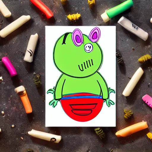Image similar to a xenomorph in style of peppa pig cartoon,