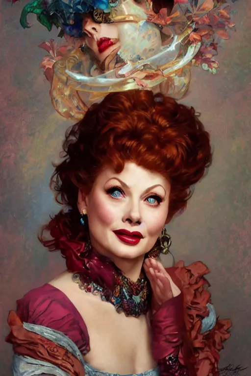 Prompt: Lucille Ball portrait, fantasy, elegant, intricate, by Stanley Artgerm Lau, greg rutkowski, thomas kindkade, alphonse mucha, loish, norman Rockwell