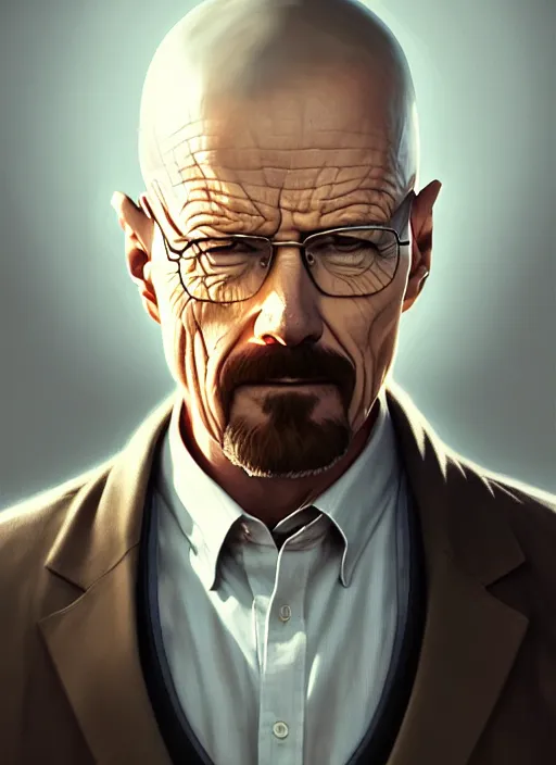 Prompt: ultra realistic illustration, handsome walter white. intricate, elegant, highly detailed, digital painting, artstation, concept art, smooth, sharp focus, illustration, art by artgerm and greg rutkowski and alphonse mucha and wlop