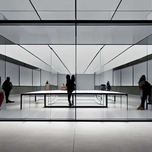 Image similar to marketing photo of an Apple store designed by Saha Hadid,