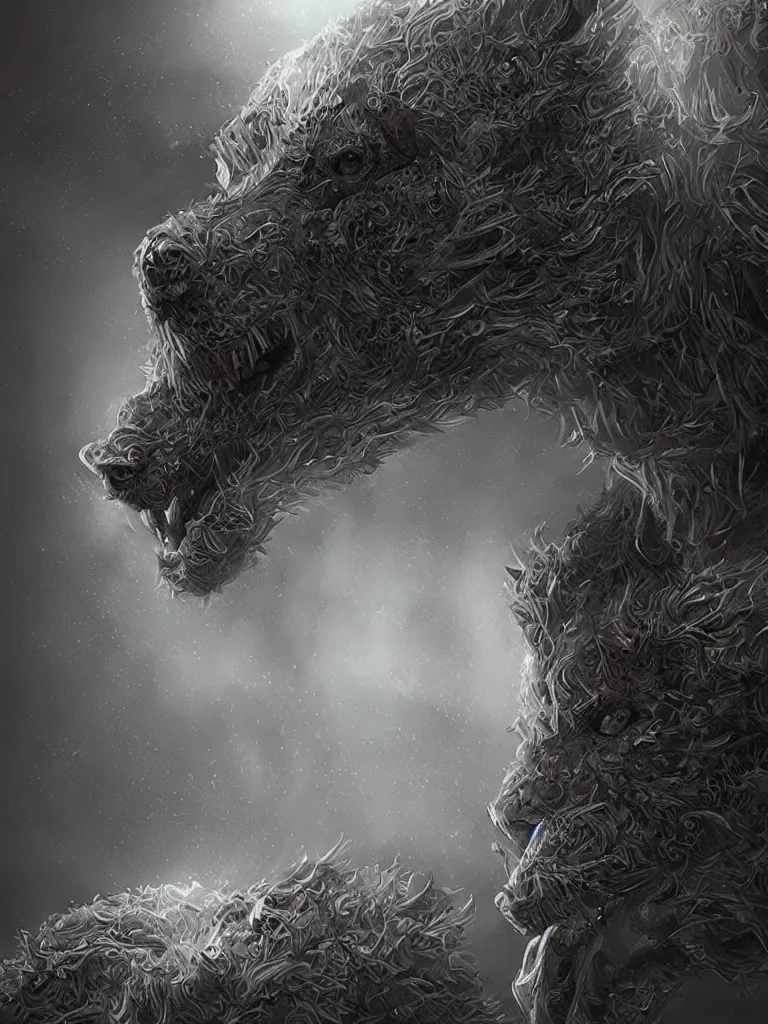 Image similar to the dogman, intricate, extremely detailed, sharp focus, concept art, illustration, sci-fi, volumetric lighting