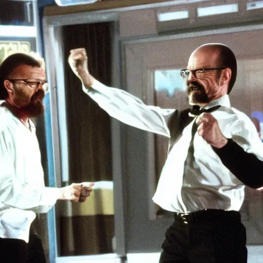 Prompt: A still of Walter White dancing on Soul Train