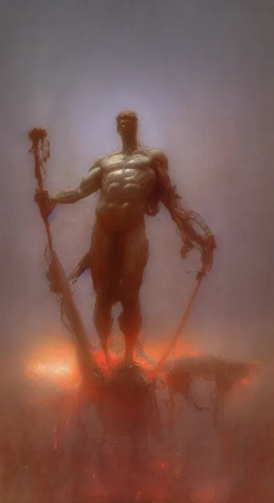 Image similar to hercules concept, beksinski, ruan jia