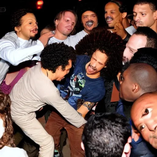 Prompt: eric andre posing for a picture in a mosh pit