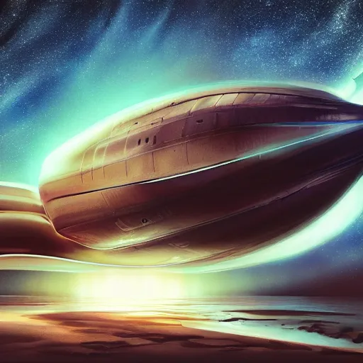 Prompt: stranded starship, cosmic , cinematic light , sci-fi art