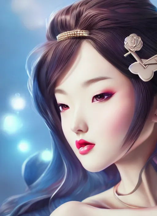 Image similar to a pin up and beautiful fashion dreamlke japan girl with lv jewelry, character art, art by artgerm, wlop, loish, hyperdetailed, 8 k realistic, symmetrical, global illumination, radiant light, frostbite 3 engine, cryengine, dof, trending on artstation, digital art, chanel, dior, detailed background