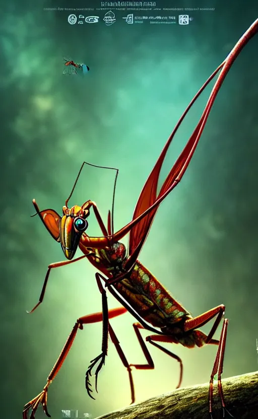 Image similar to exquisite imaginative creature poster art, like a bug, like a mantis, movie art, by lucusfilm, weta studio, 8 k, denoised, music poster