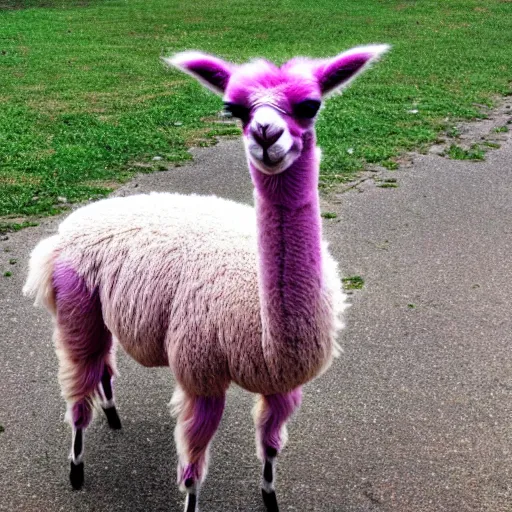 Prompt: a llama in a pink binini