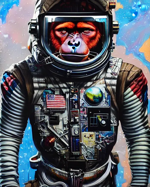 Prompt: a portrait of a muscular anthropomorphic cyberpunk howler monkey in spacesuit armor by sandra chevrier, by jon foster, detailed render, extremely hyperdetailed, tape deck, epic composition, cybernetics, 4 k realistic, cryengine, realistic shaded lighting, sharp focus, masterpiece, by enki bilal