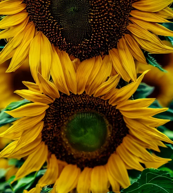 Image similar to a 4 k photorealistic photo close up of a sunflower.