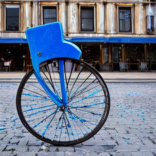 Image similar to a blue unicycle,