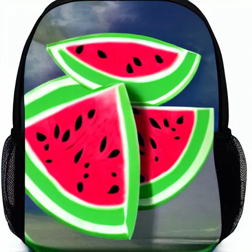 Image similar to backpack, a child's backpack designed after a watermelon, product photo, detailed