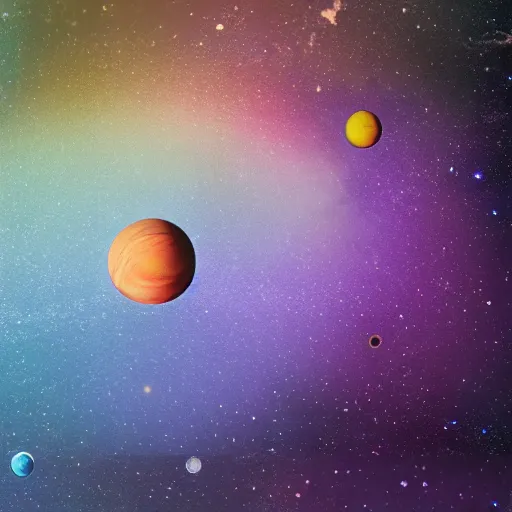 Prompt: galaxy with planets in the style of Rik Oostenbroek 4k