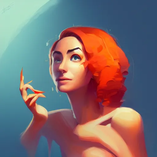 Prompt: portrait of beautiful woman with flaming orange hair, maya ali mage, gloomhaven, dynamic lighting, gaudy colors, octane render aesthetic, matte painting concept art, official fanart behance hd artstation by jesper ejsing, by rhads and makoto shinkai and lois van baarle and ilya kuvshinov and rossdraws