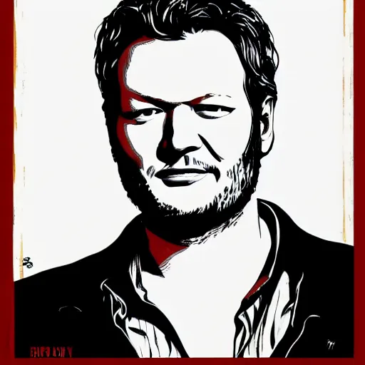 Image similar to paintings of blake shelton by shepard fairey