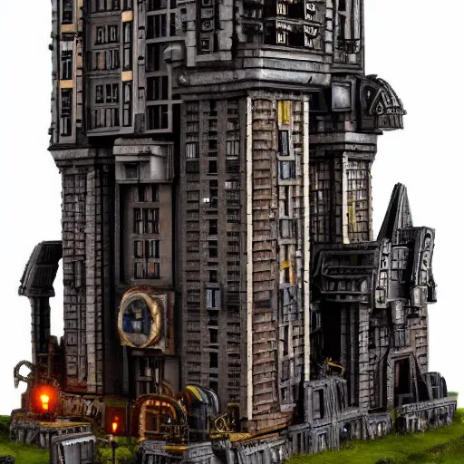 Prompt: soviet residential building in Warhammer 40k, complex imperial gothic steampunk architecture, epic, dramatic lighting