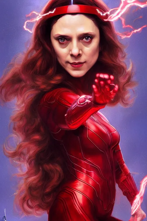 Image similar to Manmohan Singh as Scarlet Witch, Scarlet Witch costume, Manmohan Singh Face, villany, portrait, masculine figure, highly detailed, digital painting, artstation, concept art, smooth, sharp focus, illustration, cinematic lighting, art by artgerm and greg rutkowski and alphonse mucha