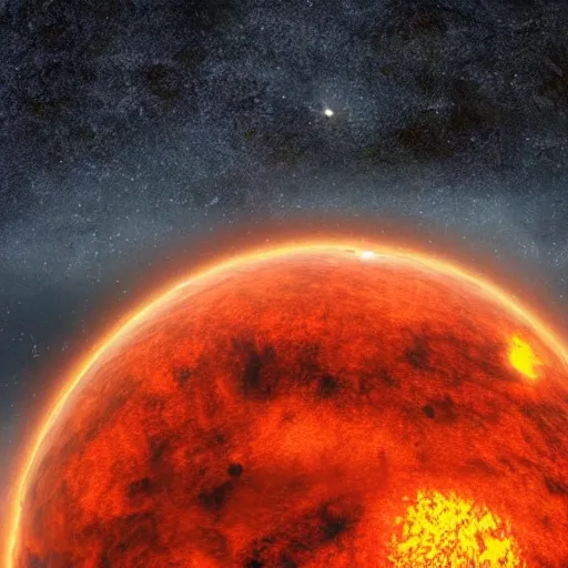 Prompt: a picture of an alien volcanic planet