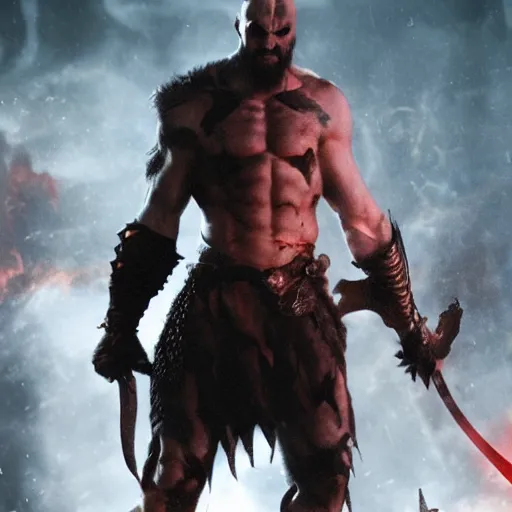 Prompt: film still of kratos as a demon in hell in the new batman movie, sharp focus, artstation, concept art, illustration, art by tian zi and wlop and alphonse mucha
