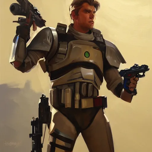 Image similar to greg manchess portrait painting of armored han solo as overwatch character, medium shot, asymmetrical, profile picture, organic painting, sunny day, matte painting, bold shapes, hard edges, street art, trending on artstation, by huang guangjian and gil elvgren and sachin teng