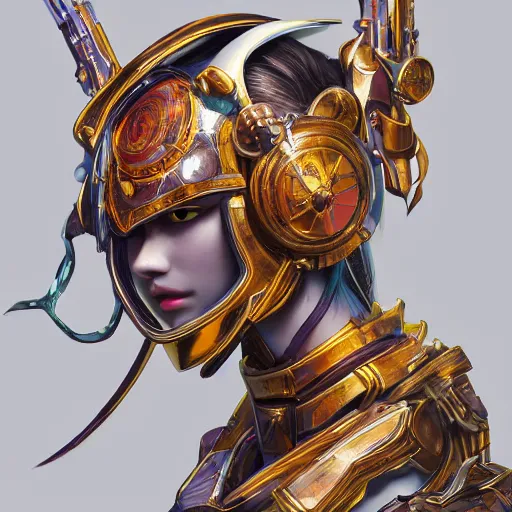 Image similar to studio portrait of lawful good colorful female holy mecha paladin absurdly beautiful, elegant, young sensual graceful woman, ultrafine hyperrealistic detailed face illustration by kim jung gi, irakli nadar, intricate linework, sharp focus, bright colors, matte, octopath traveler, final fantasy, unreal engine highly rendered, global illumination, radiant light, intricate environment