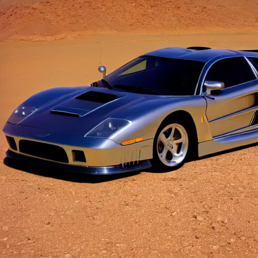 Image similar to a saleen s 7, in the desert, film still, panavision panaflex