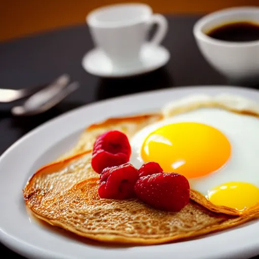 Prompt: photo close - up of breakfast, low saturation