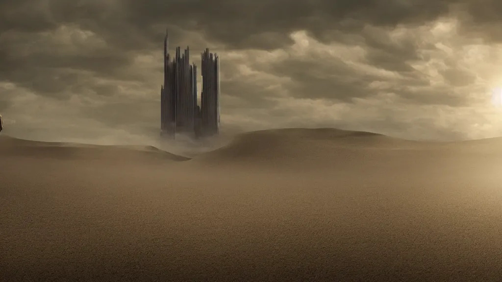 Image similar to patrick j. jones. rutkowski. the last tower. sand. lonely. 3 8 4 0 x 2 1 6 0