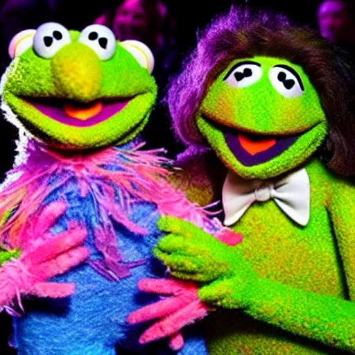 Prompt: muppet rave, club photography