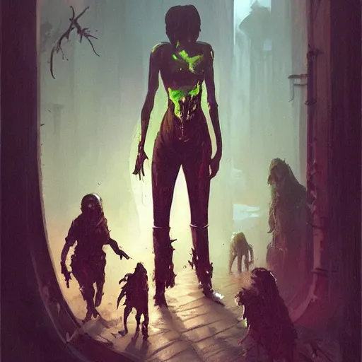 Image similar to zombie michelle obama geog darrow greg rutkowski