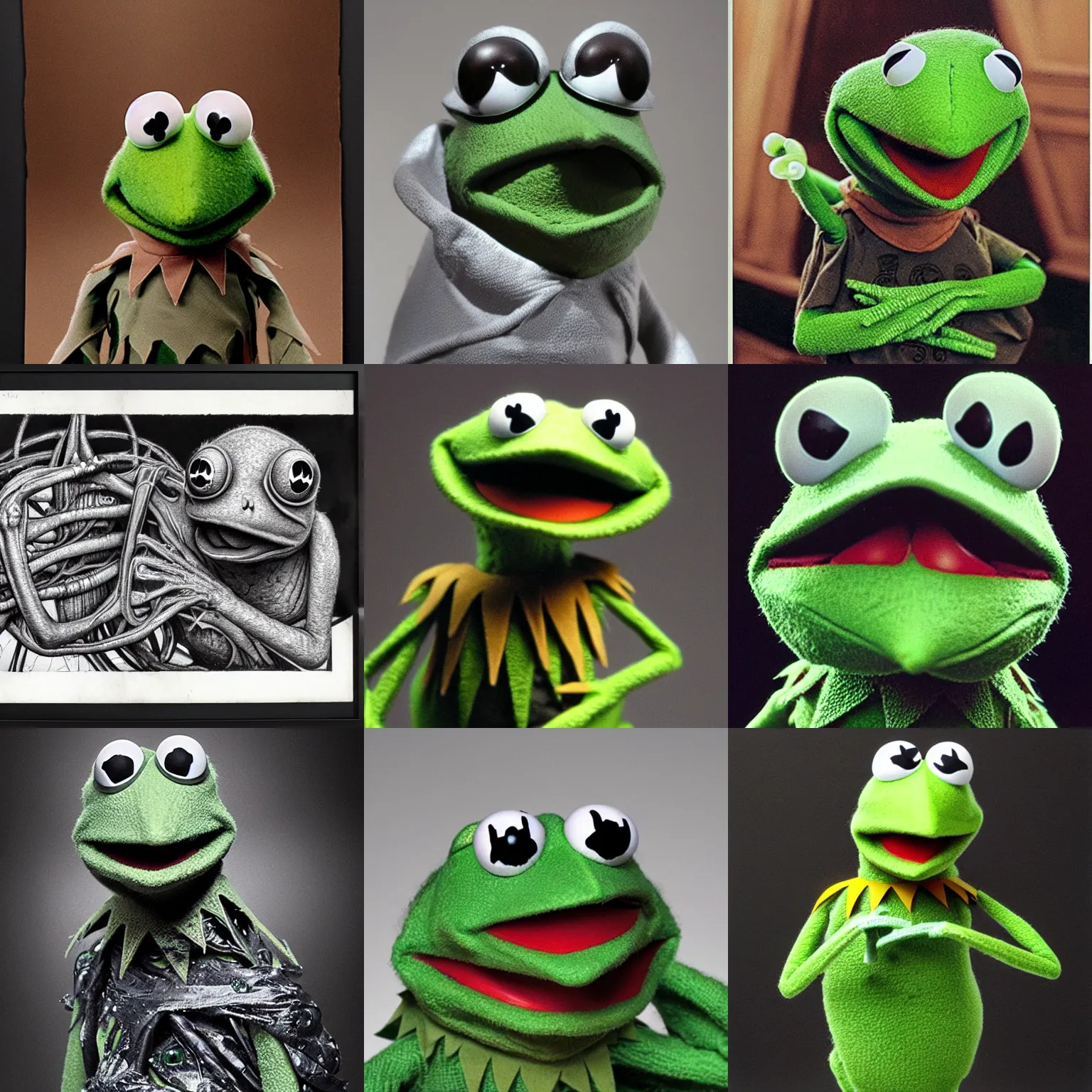 Prompt: kermit the frog designed by h. r. giger