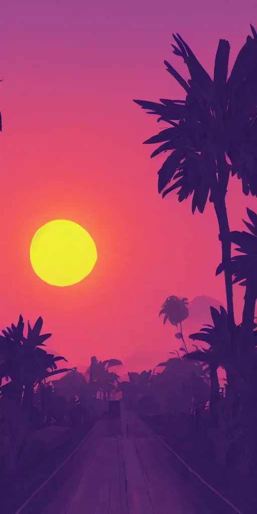 Prompt: sunset in the aesthetic style of midjourney ai